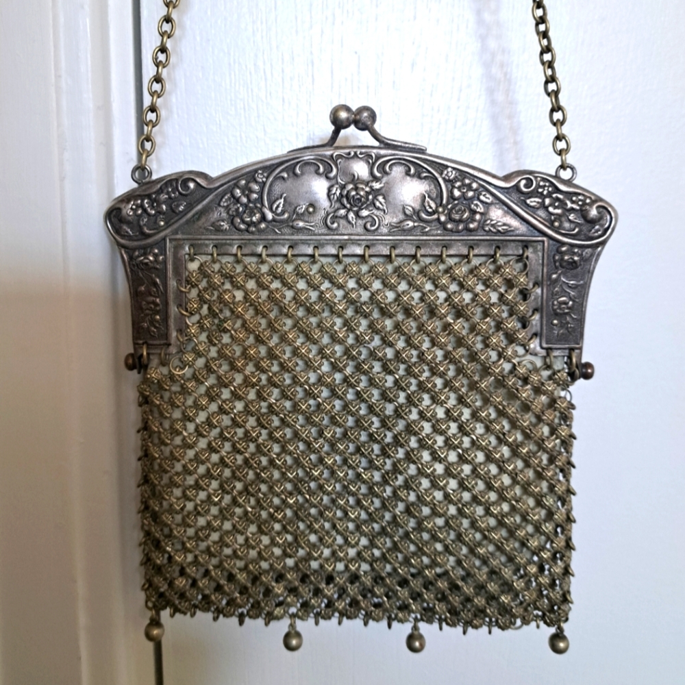 Vintage German Silver Mesh Evening Bag